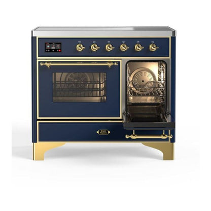 ILVE Majestic II 40 inch Triple Glass Door Induction Range Brass Midnight Blue