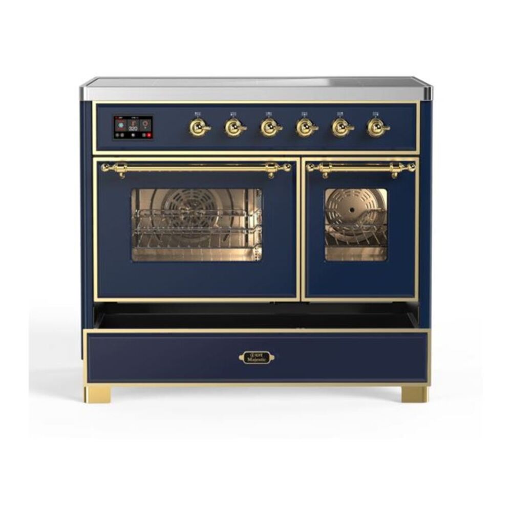 ILVE Majestic II 40 inch Triple Glass Door Induction Range Brass Midnight Blue