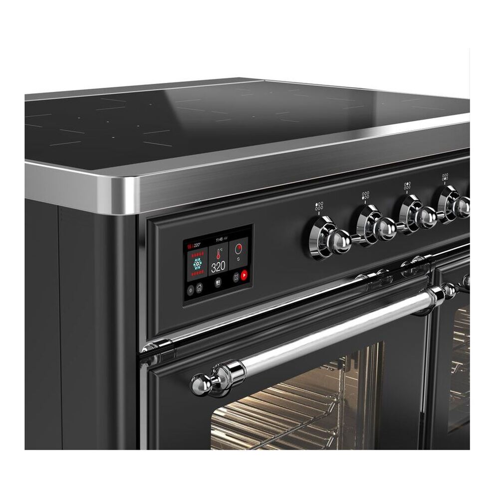 ILVE Majestic II 40 inch Triple Glass Door Induction Range Chrome Graphite Matte