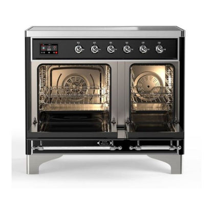 ILVE Majestic II 40 inch Triple Glass Door Induction Range Chrome Graphite Matte