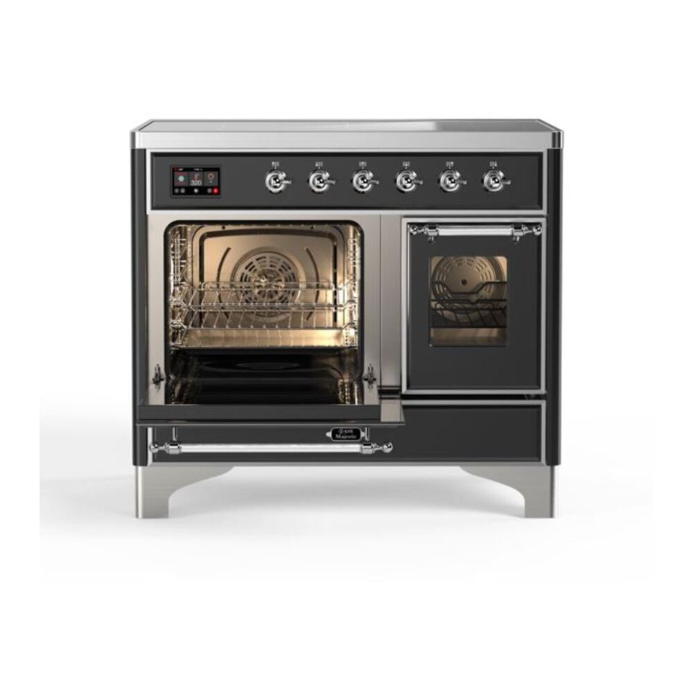 ILVE Majestic II 40 inch Triple Glass Door Induction Range Chrome Graphite Matte