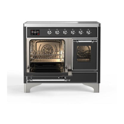 ILVE Majestic II 40 inch Triple Glass Door Induction Range Chrome Graphite Matte