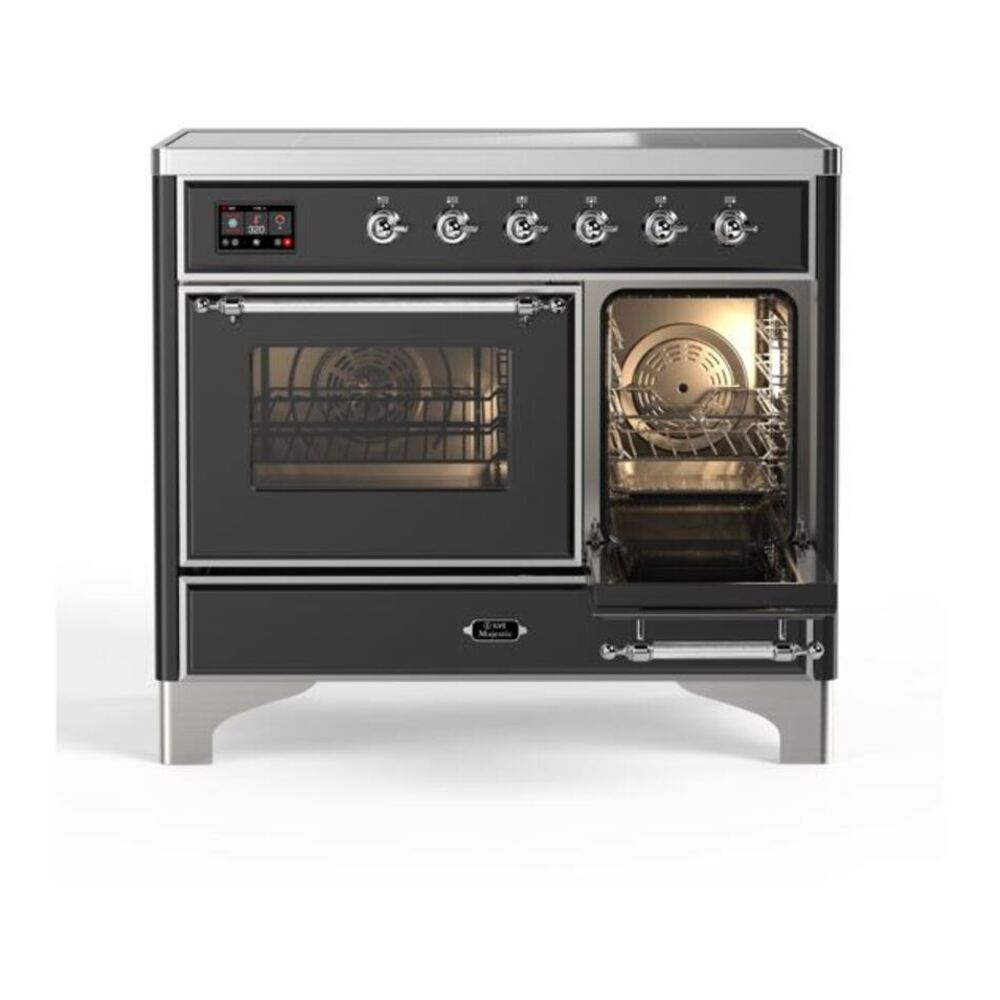ILVE Majestic II 40 inch Triple Glass Door Induction Range Chrome Graphite Matte