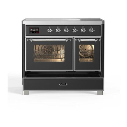 ILVE Majestic II 40 inch Triple Glass Door Induction Range Chrome Graphite Matte