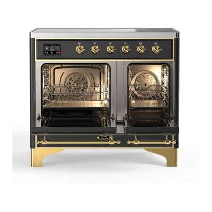 ILVE Majestic II 40 inch Triple Glass Door Induction Range Brass Graphite Matte