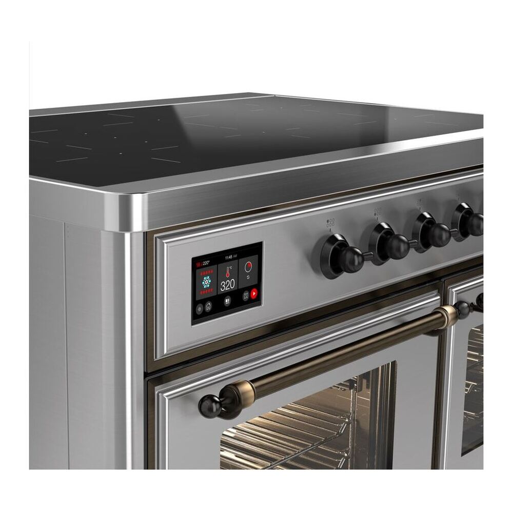 ILVE Majestic II 40 inch Triple Glass Door Induction Range Burnished Stainless Steel