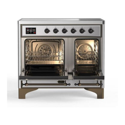 ILVE Majestic II 40 inch Triple Glass Door Induction Range Burnished Stainless Steel
