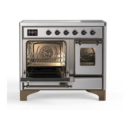 ILVE Majestic II 40 inch Triple Glass Door Induction Range Burnished Stainless Steel