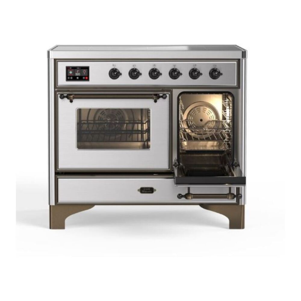 ILVE Majestic II 40 inch Triple Glass Door Induction Range Burnished Stainless Steel
