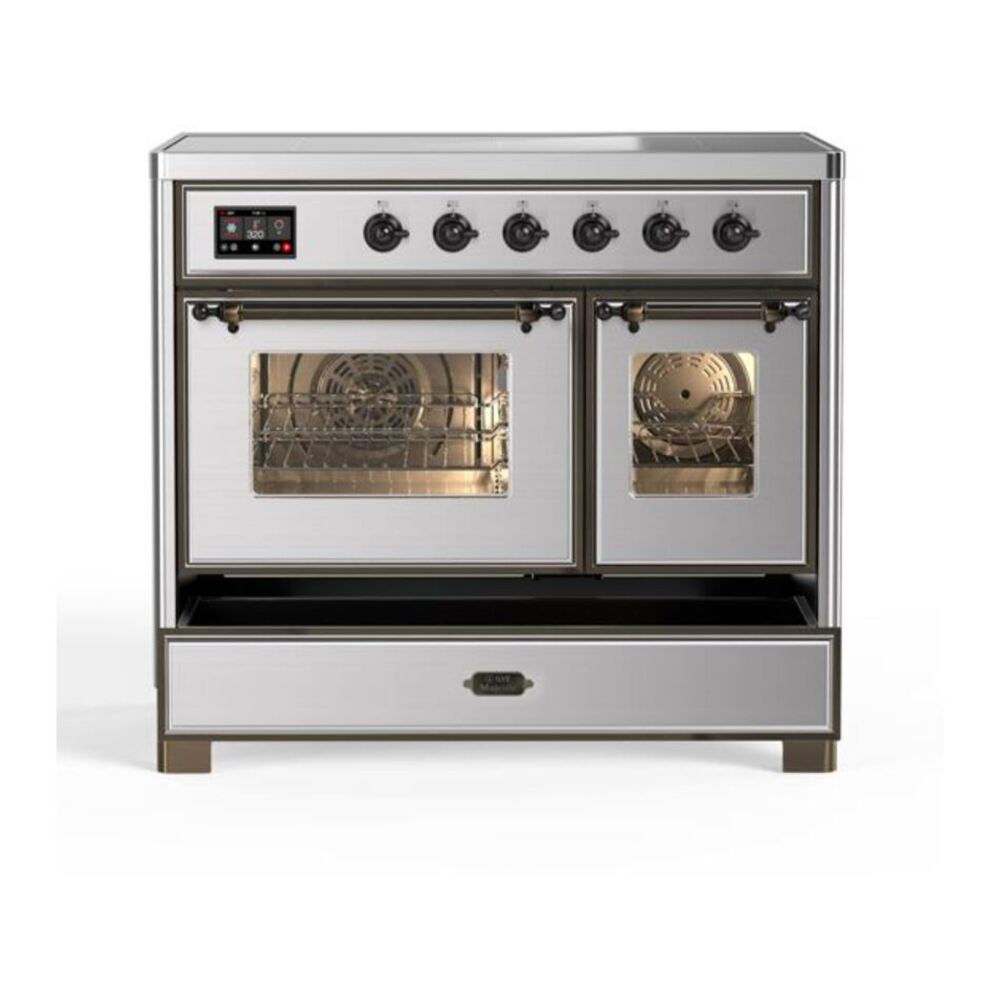 ILVE Majestic II 40 inch Triple Glass Door Induction Range Burnished Stainless Steel
