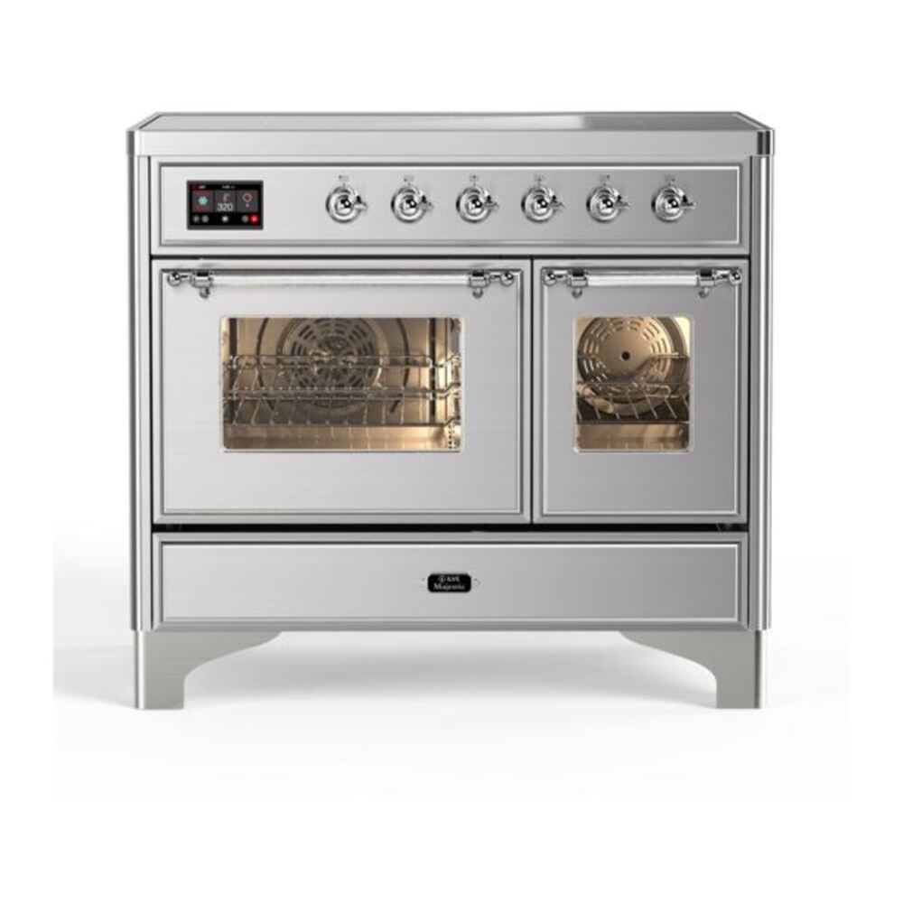 ILVE Majestic II 40 inch Triple Glass Door Induction Range Chrome Stainless Steel