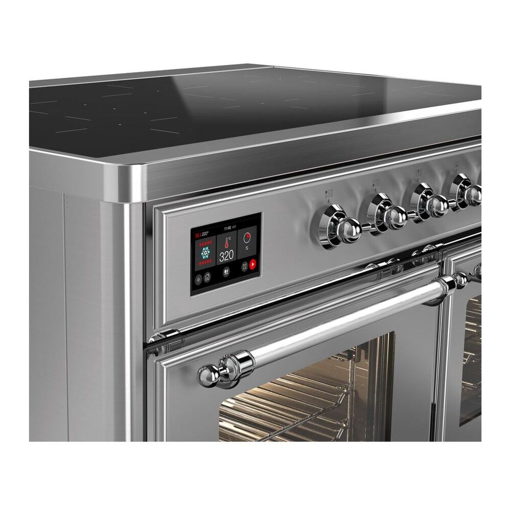 ILVE Majestic II 40 inch Triple Glass Door Induction Range Chrome Stainless Steel