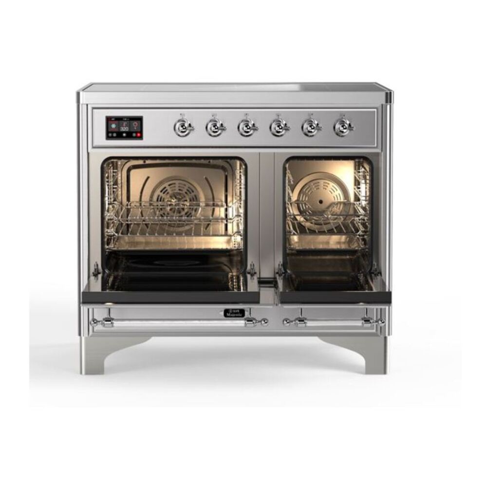 ILVE Majestic II 40 inch Triple Glass Door Induction Range Chrome Stainless Steel