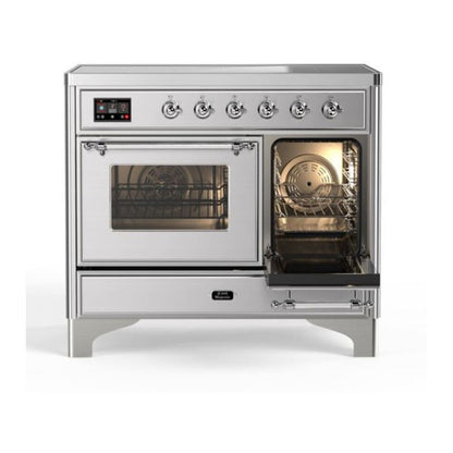ILVE Majestic II 40 inch Triple Glass Door Induction Range Chrome Stainless Steel