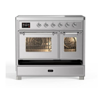 ILVE Majestic II 40 inch Triple Glass Door Induction Range Chrome Stainless Steel