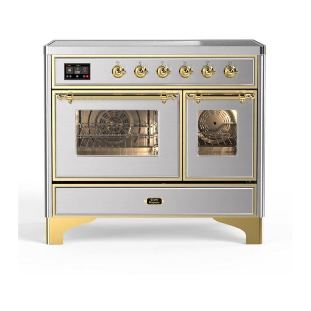 ILVE Majestic II 40 inch Triple Glass Door Induction Range Brass Stainless Steel