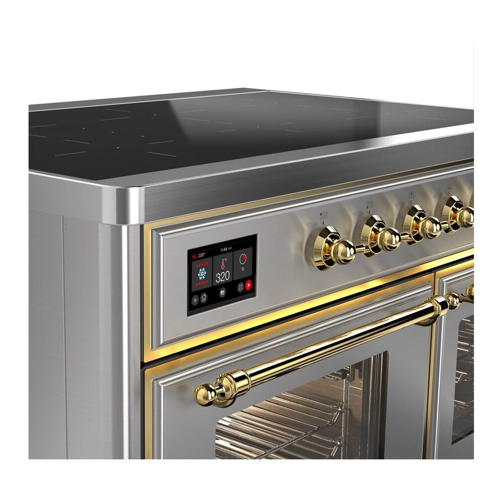 ILVE Majestic II 40 inch Triple Glass Door Induction Range Brass Stainless Steel