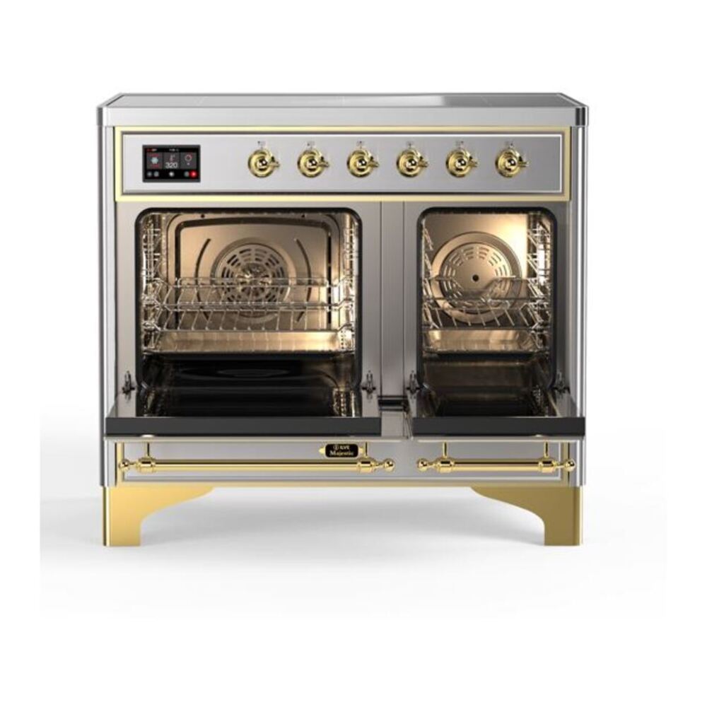 ILVE Majestic II 40 inch Triple Glass Door Induction Range Brass Stainless Steel