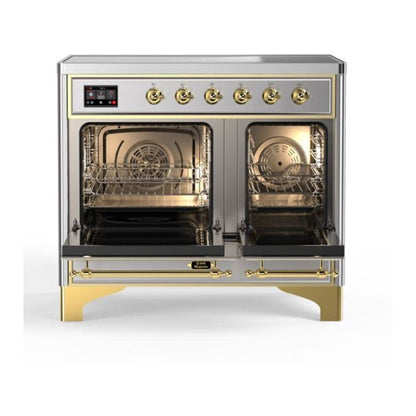 ILVE Majestic II 40 inch Triple Glass Door Induction Range Brass Stainless Steel