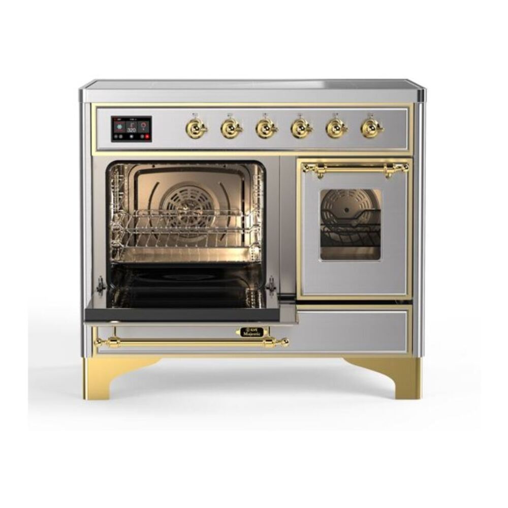 ILVE Majestic II 40 inch Triple Glass Door Induction Range Brass Stainless Steel