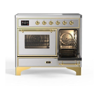 ILVE Majestic II 40 inch Triple Glass Door Induction Range Brass Stainless Steel