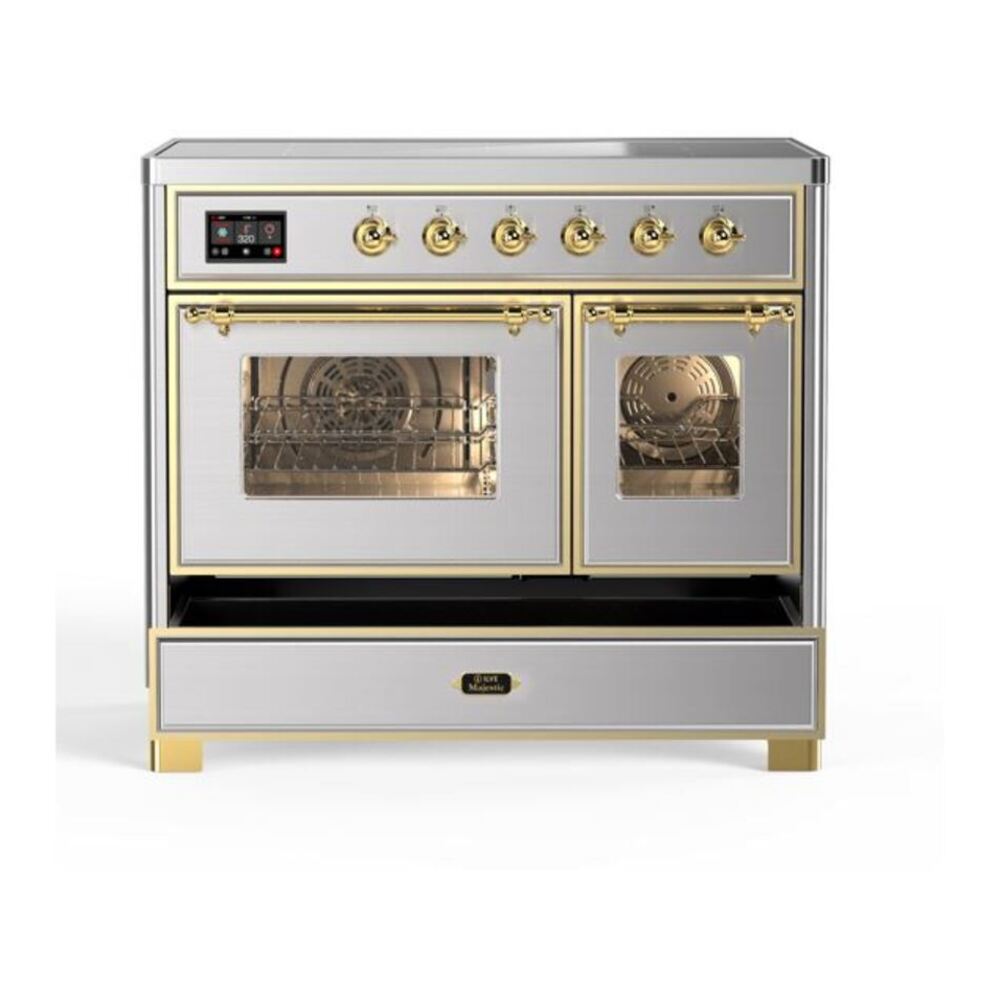ILVE Majestic II 40 inch Triple Glass Door Induction Range Brass Stainless Steel