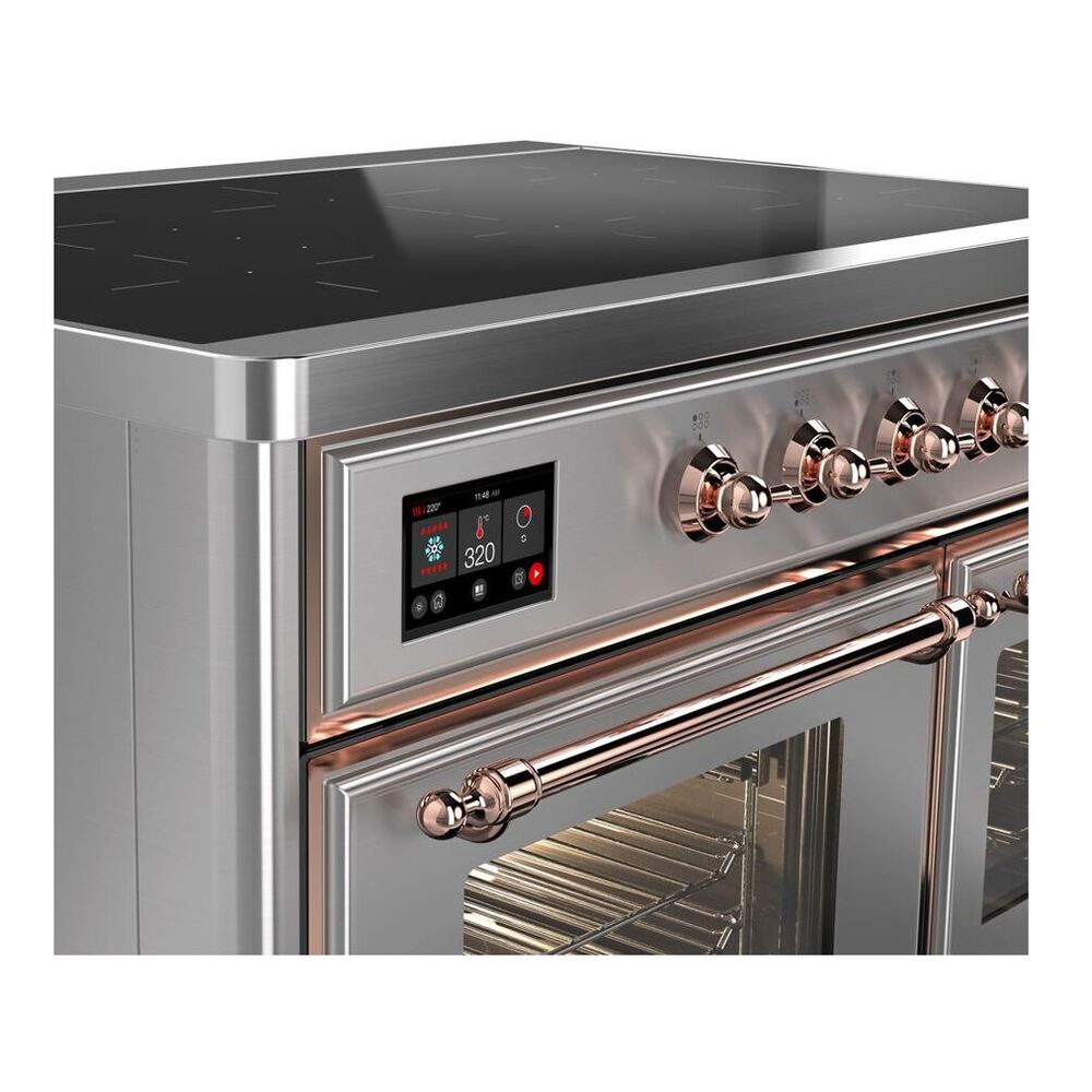 ILVE Majestic II 40 inch Triple Glass Door Induction Range Copper Stainless Steel
