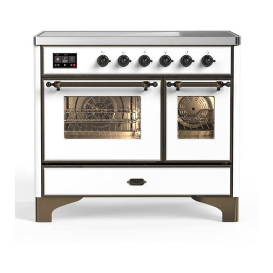 ILVE Majestic II 40" White Induction Range with 6 Elements Triple Glass Door
