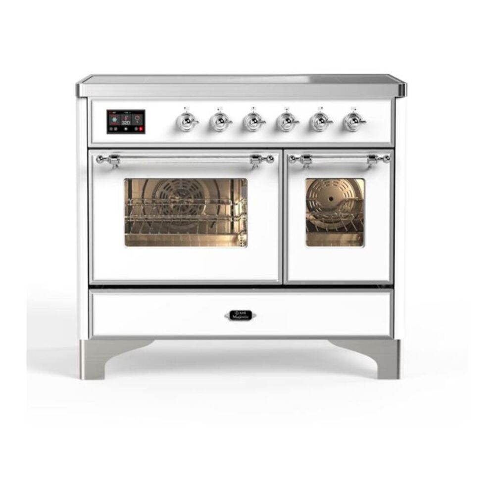 ILVE Majestic II 40" White Induction Range with 6 Elements Triple Glass Door
