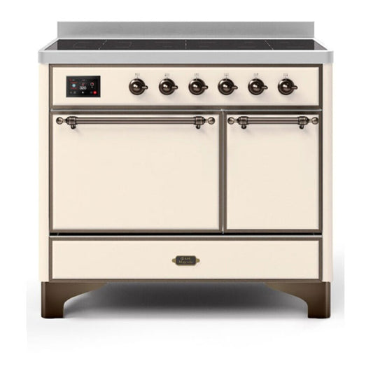ILVE Majestic II 40" Antique White Induction Range with 6 Elements Solid Door