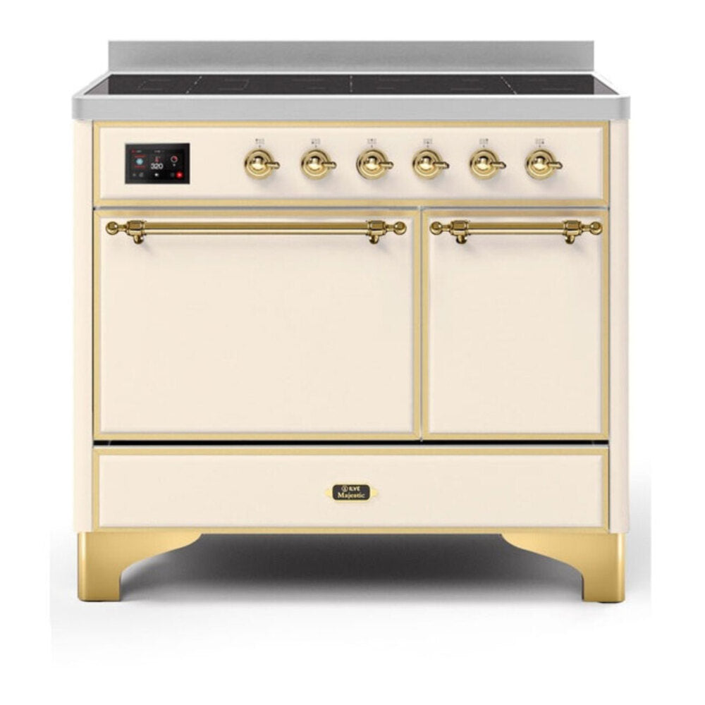 ILVE Majestic II 40 inch Solid Door Induction Range Brass Antique White