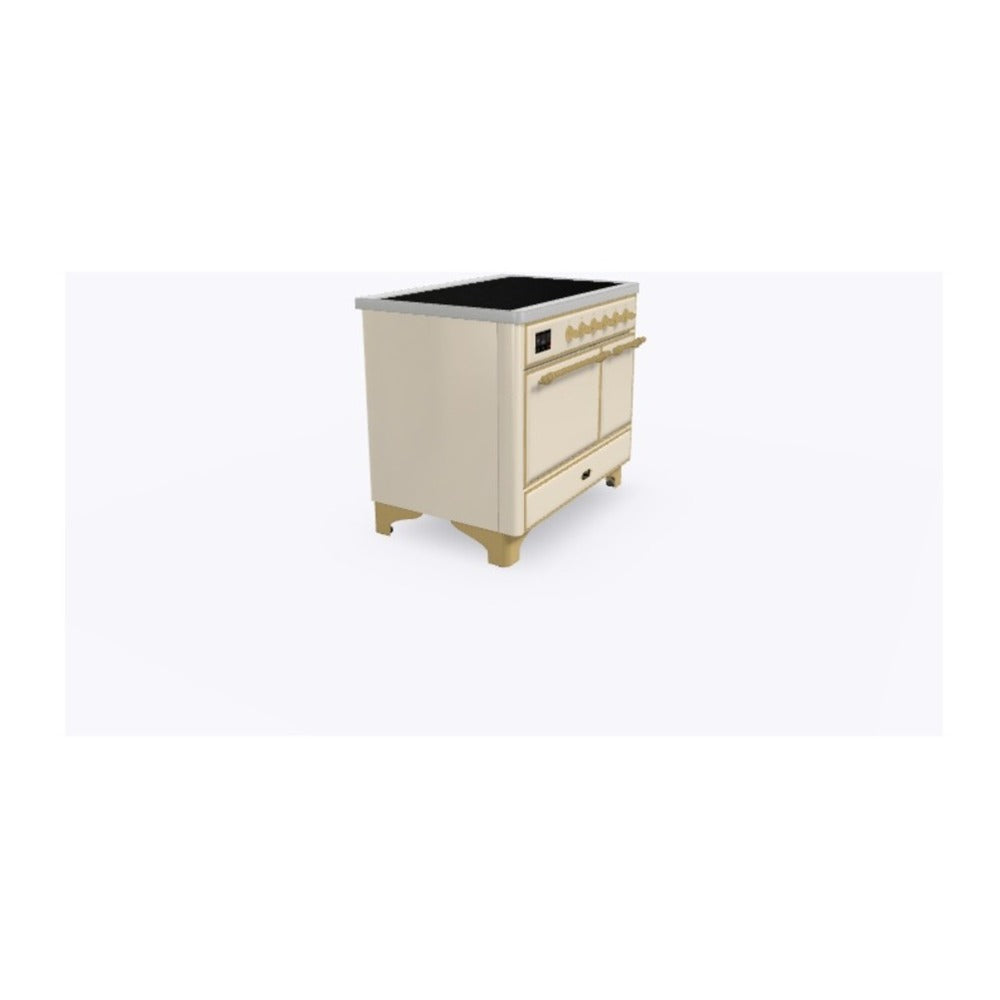 ILVE Majestic II 40 inch Solid Door Induction Range Brass Antique White