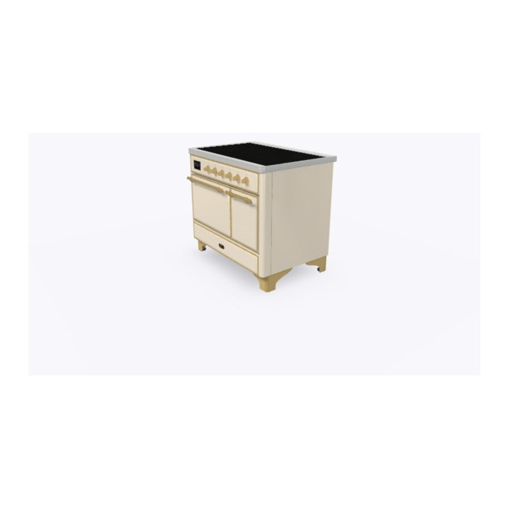 ILVE Majestic II 40 inch Solid Door Induction Range Brass Antique White