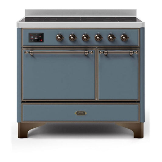 ILVE Majestic II 40" Blue Grey Induction Range with 6 Elements Solid Door