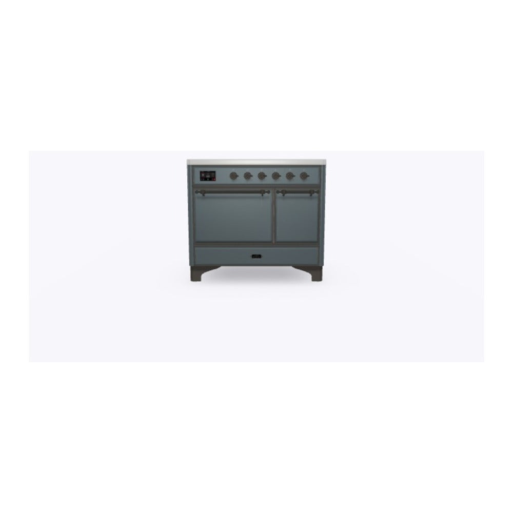 ILVE Majestic II 40 inch Solid Door Induction Range Burnished Blue Grey