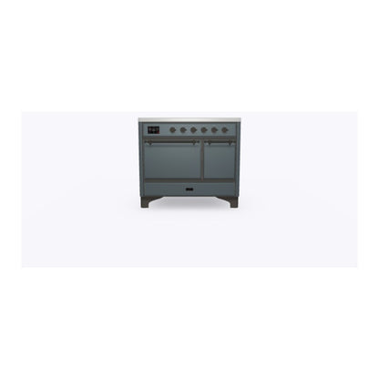 ILVE Majestic II 40 inch Solid Door Induction Range Burnished Blue Grey