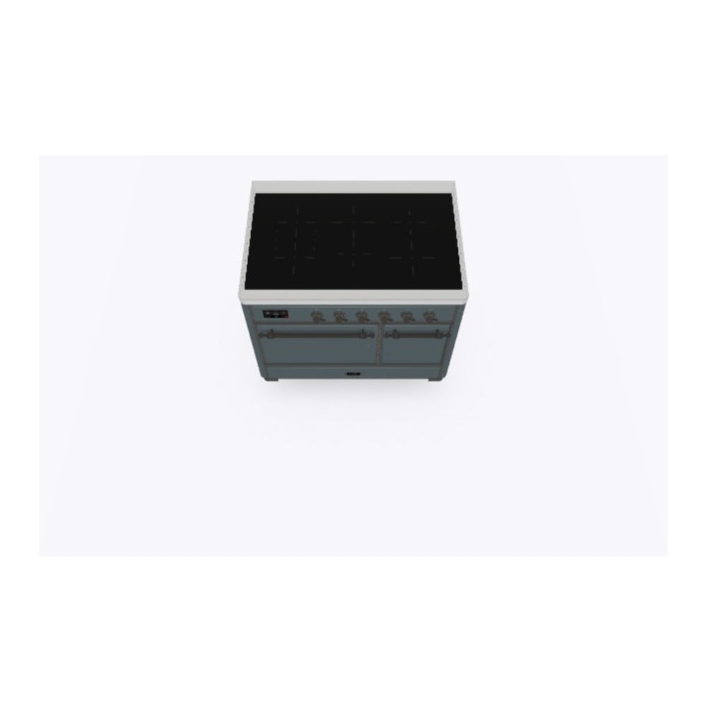 ILVE Majestic II 40 inch Solid Door Induction Range Burnished Blue Grey