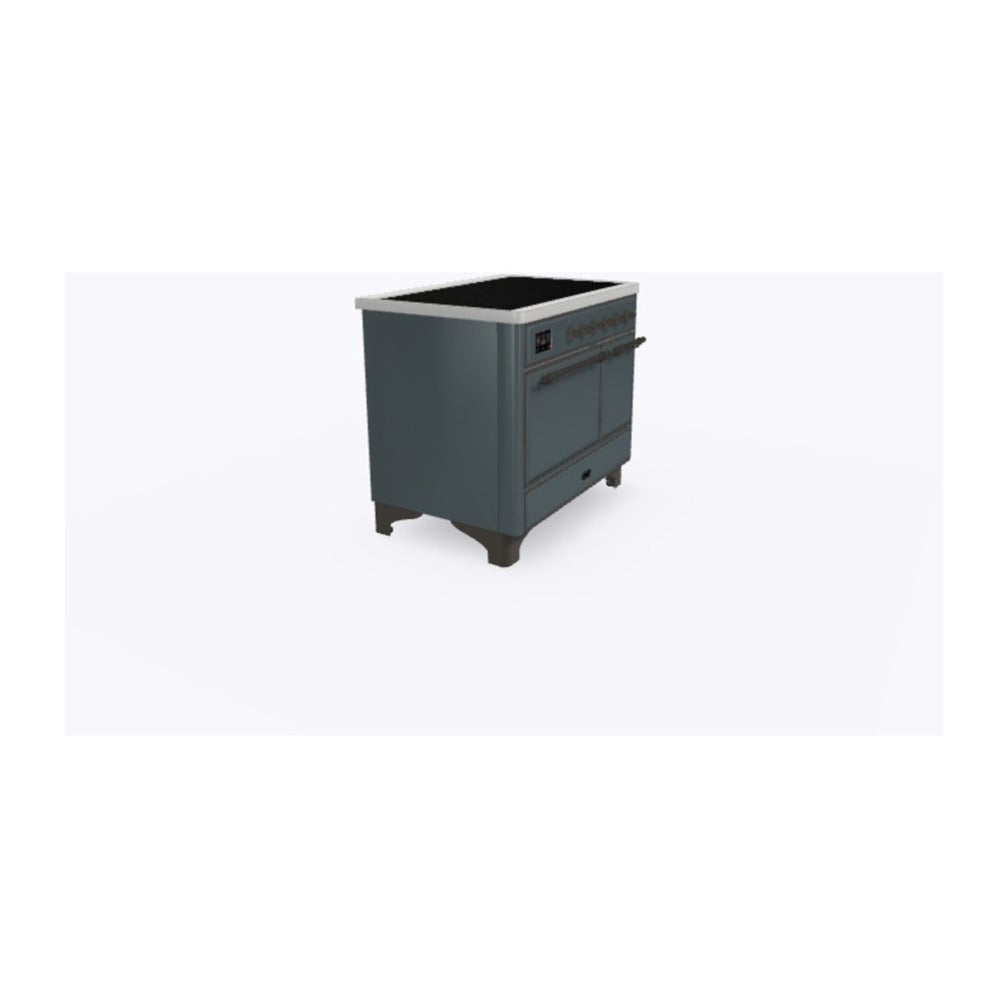 ILVE Majestic II 40 inch Solid Door Induction Range Burnished Blue Grey