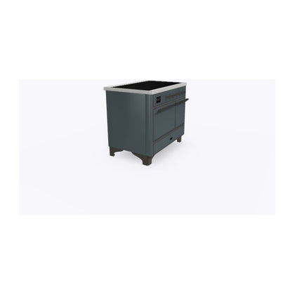ILVE Majestic II 40 inch Solid Door Induction Range Burnished Blue Grey