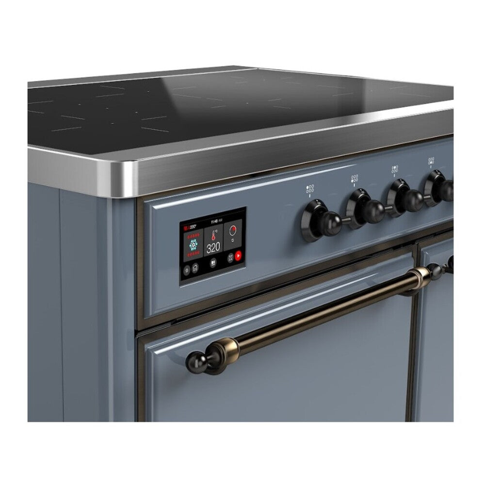 ILVE Majestic II 40 inch Solid Door Induction Range Burnished Blue Grey