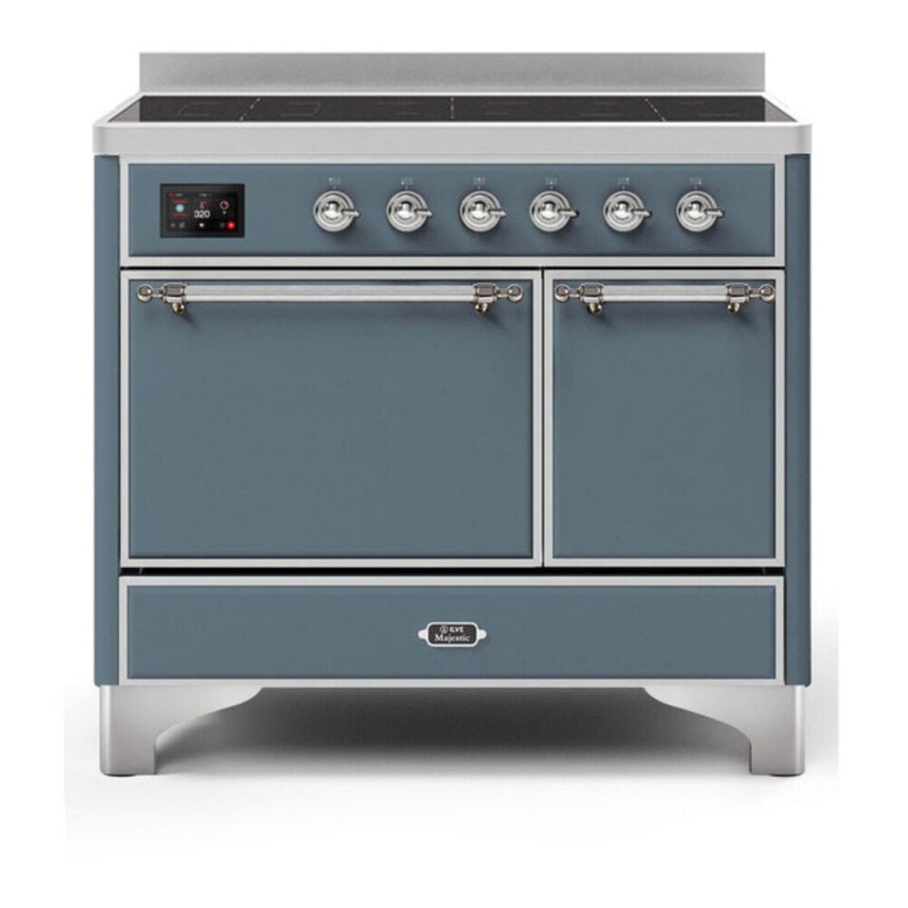 ILVE Majestic II 40 inch Solid Door Induction Range Chrome Blue Grey