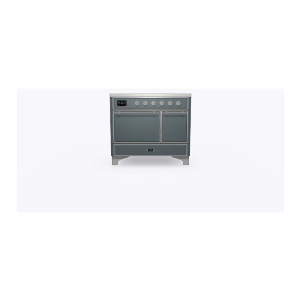 ILVE Majestic II 40 inch Solid Door Induction Range Chrome Blue Grey