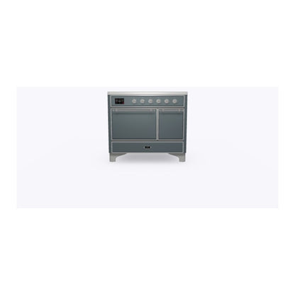 ILVE Majestic II 40 inch Solid Door Induction Range Chrome Blue Grey