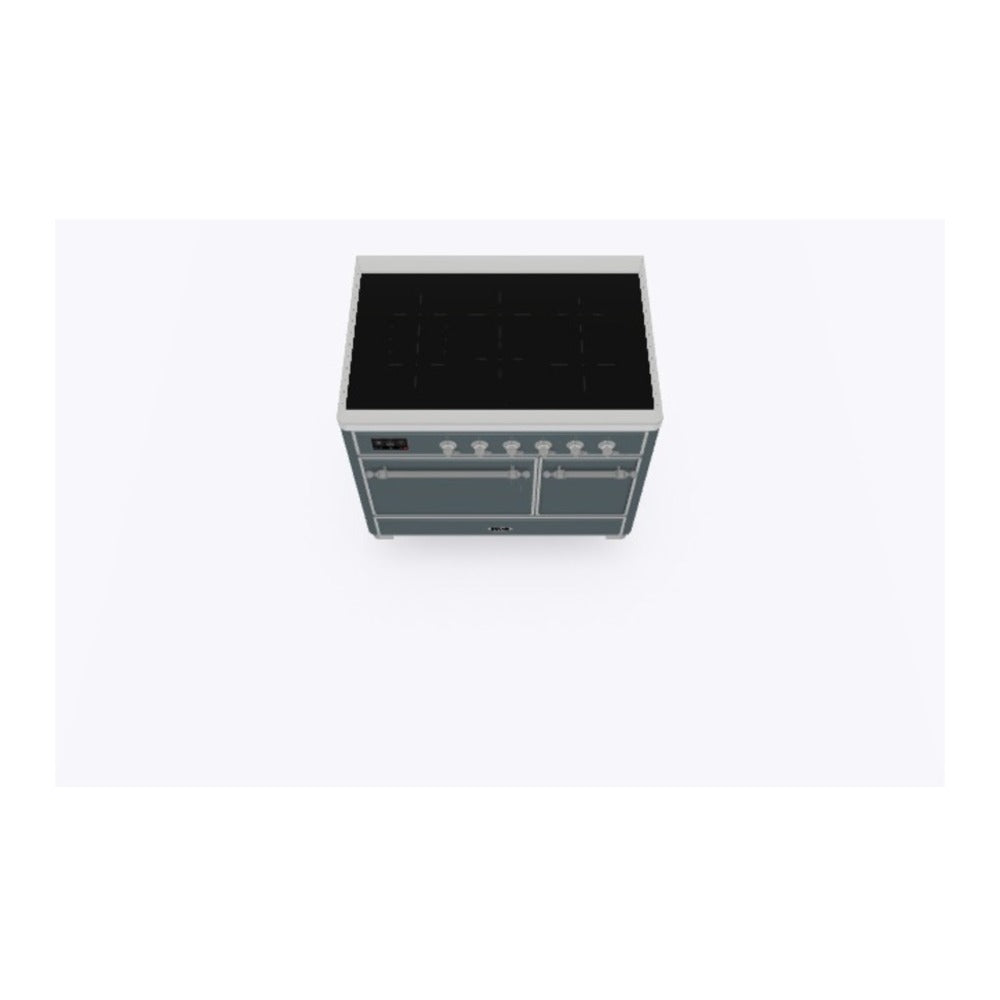ILVE Majestic II 40 inch Solid Door Induction Range Chrome Blue Grey