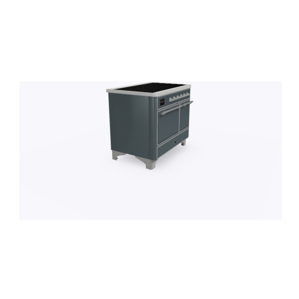 ILVE Majestic II 40 inch Solid Door Induction Range Chrome Blue Grey