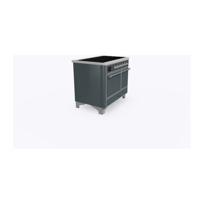 ILVE Majestic II 40 inch Solid Door Induction Range Chrome Blue Grey