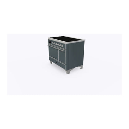 ILVE Majestic II 40 inch Solid Door Induction Range Chrome Blue Grey
