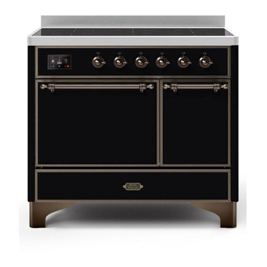 ILVE Majestic II 40" Glossy Black Induction Range with 6 Elements Solid Door