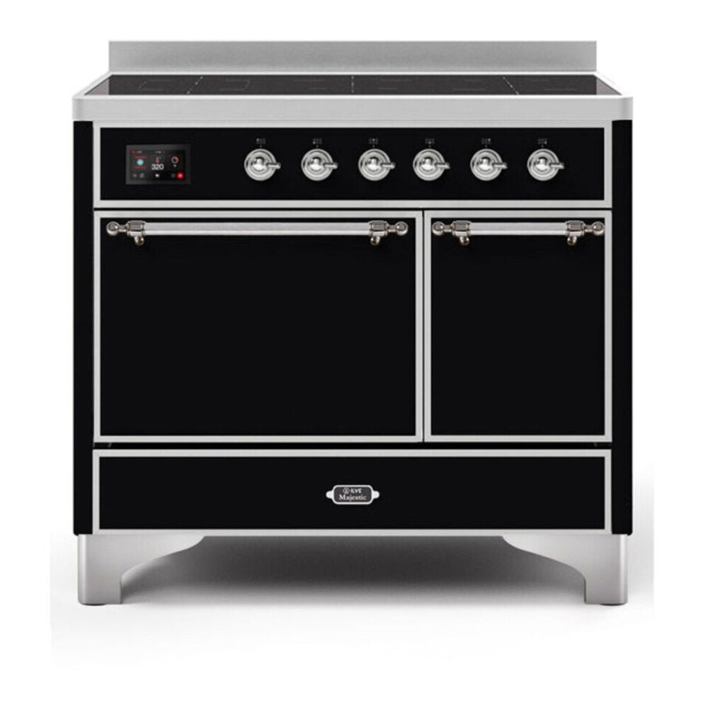 ILVE Majestic II 40 inch Solid Door Induction Range Chrome Glossy Black