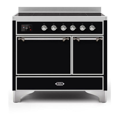 ILVE Majestic II 40 inch Solid Door Induction Range Chrome Glossy Black
